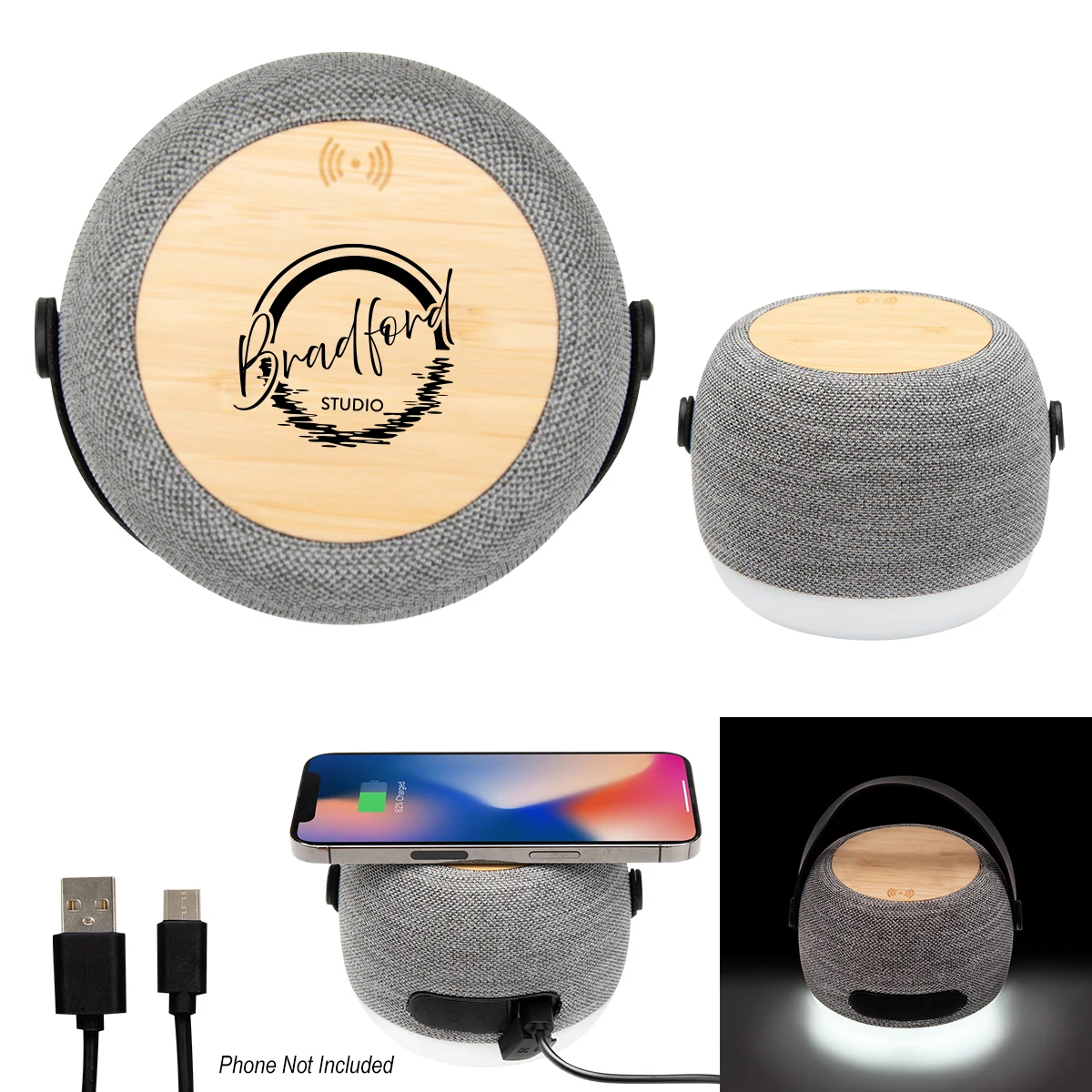 rPET Light Up 15W Charger & Hi-Fi Speaker