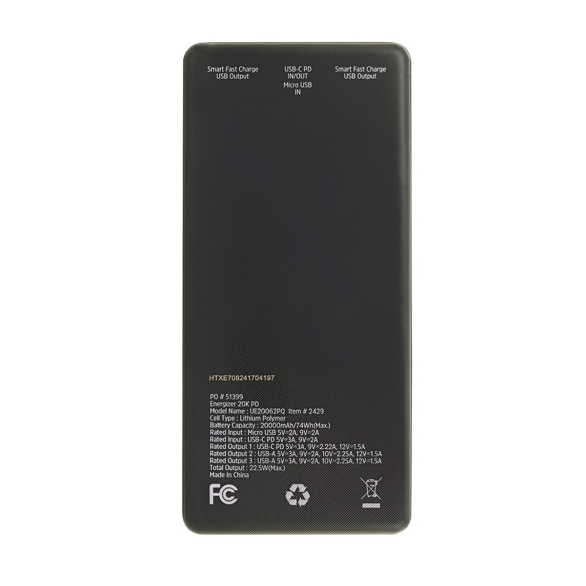 20,000 mAh Energizer® PD Power Bank