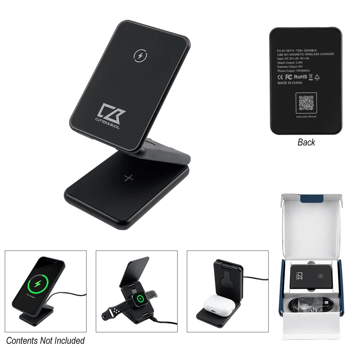 Cutter & Buck® 3-In-1 Magnetic Wireless Charger