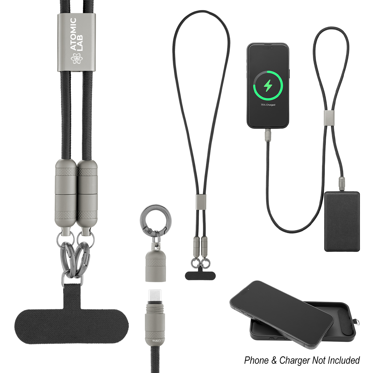60W Charging Cable Lanyard with Phone Tether