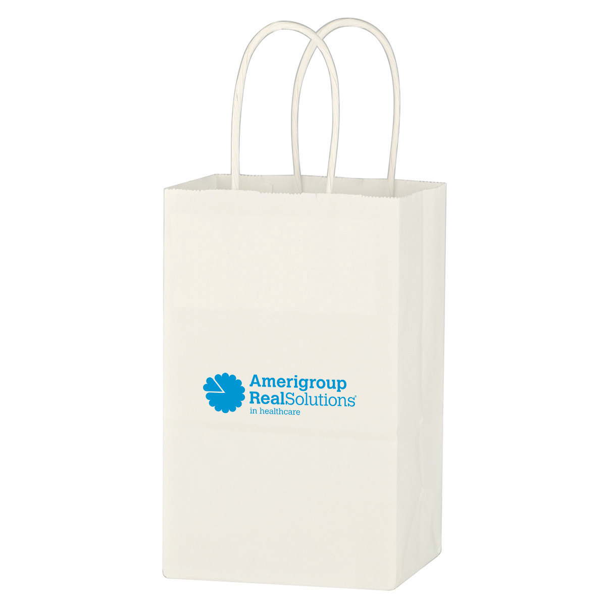 Kraft Paper White Shopping Bag - 5-1/4" x 8-1/4"