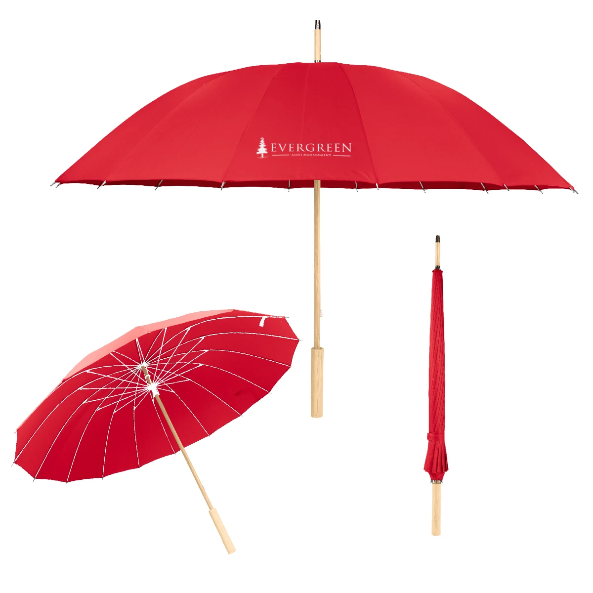46" Arc Umbrella With 100% rPET Canopy & Bamboo Handle