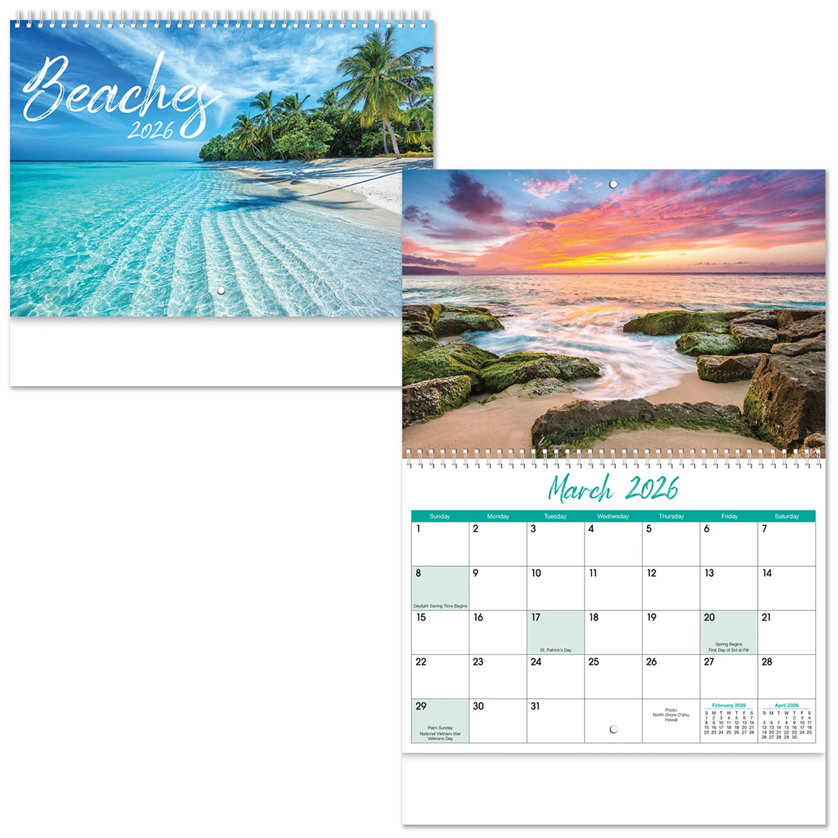 Beaches Spiral Wall Calendar