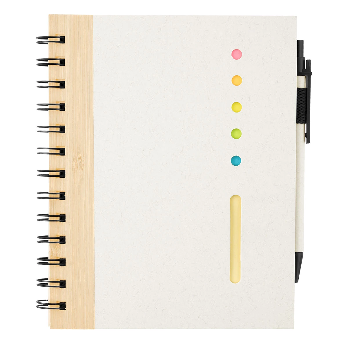 Bamboo Accent Spiral Notebook with Sticky Notes and Flags