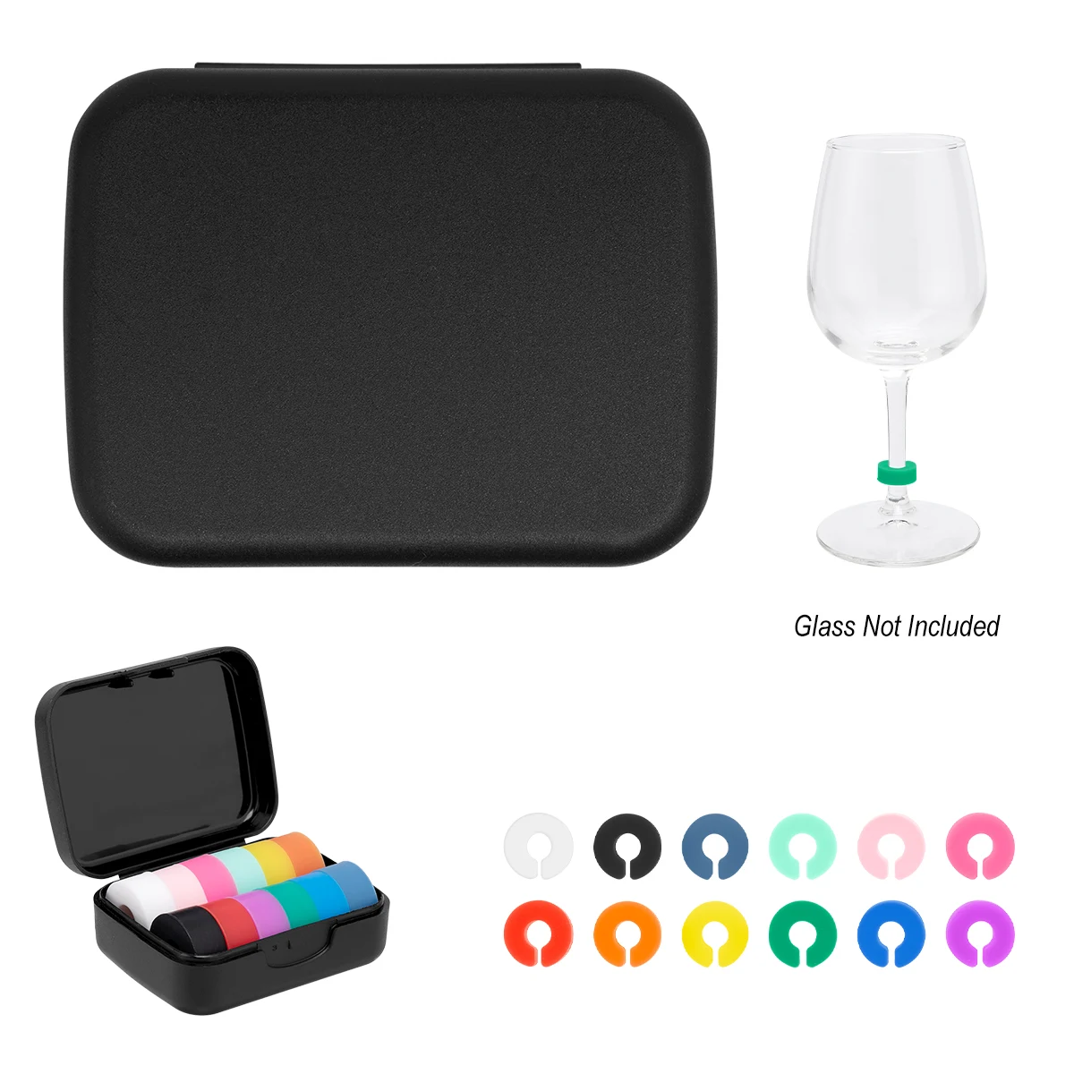 Silicone Wine Glass Markers In Recycled Case