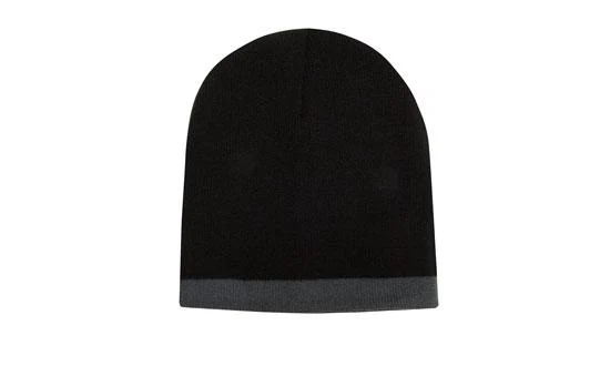 Two-Tone Roll-Down Acrylic Beanie