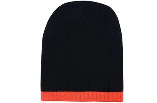 Two-Tone Cable Knit Acrylic Beanie