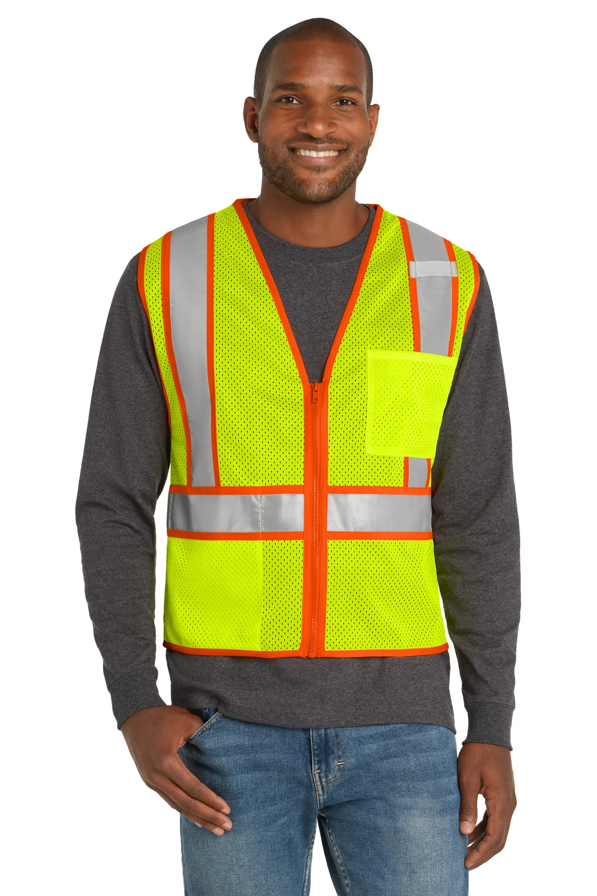 CornerStone ANSI 107 Class 2 Mesh Zippered Two-Tone Vest