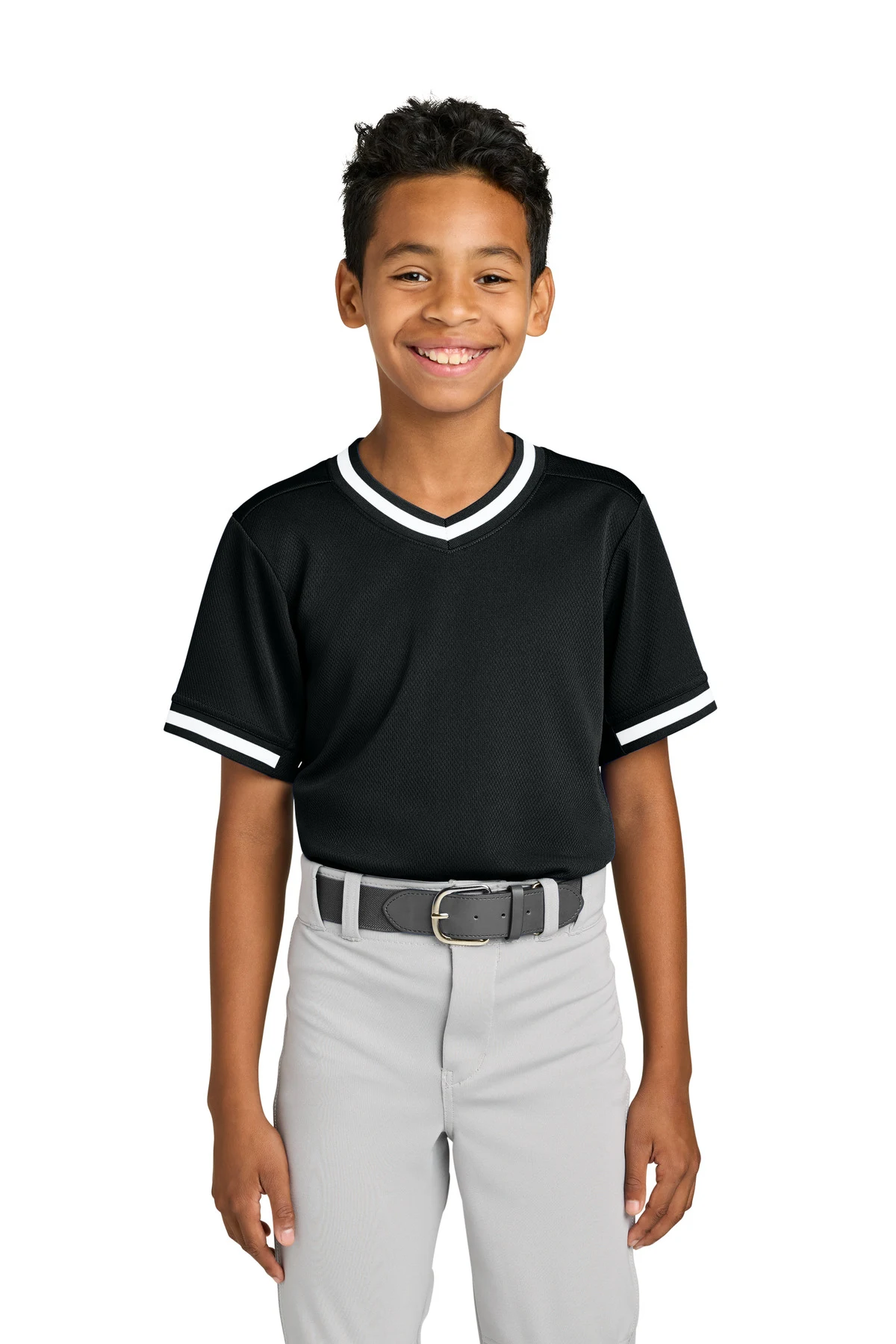 Sport-Tek Youth Tough Mesh V-Neck Baseball Jersey