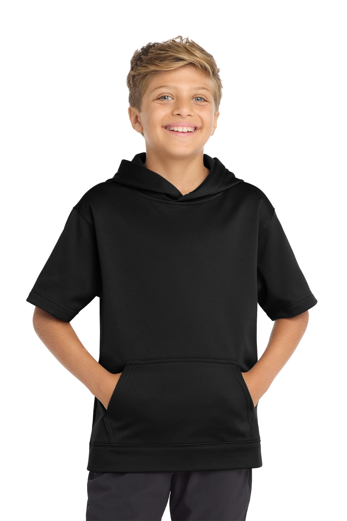 Sport-Tek Youth Sport-Wick Fleece Short Sleeve Hooded Pullover