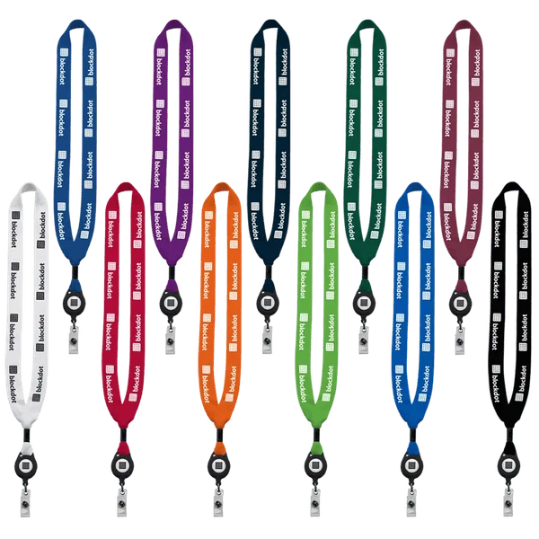 3/4" Cotton Lanyard with Metal Crimp & Retractable Badge Reel