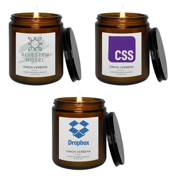 8 oz Amber Candle with Lid