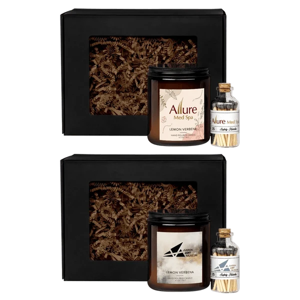 Amber 8oz Candle with Matches Set
